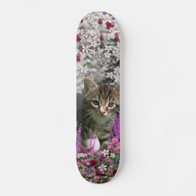 Skateboard Emma en fleurs I - petit chat gris de Kitty (Recto)