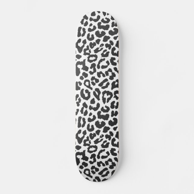 Skateboard Empreinte de léopard noir et blanc Motifs de peau  (Recto)
