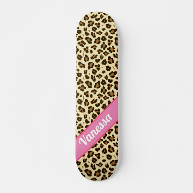 Skateboard Empreinte de léopard personnalisé - Filles (Devant)
