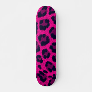 Skateboard Empreinte de léopard rose chaud