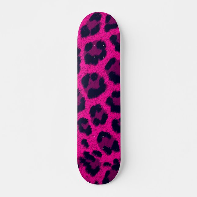 Skateboard Empreinte de léopard rose chaud (Devant)