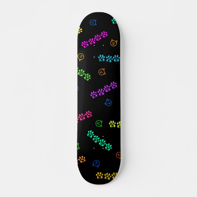 Skateboard Empreintes de pattes de Meow (Devant)