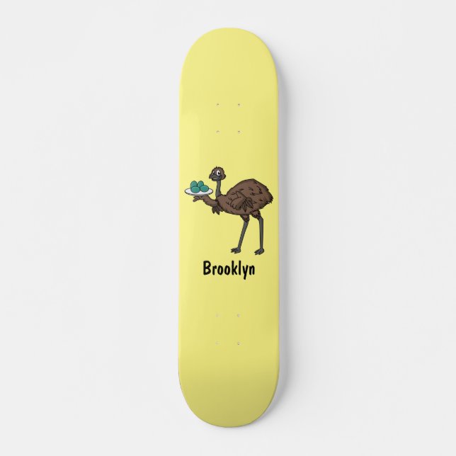 Skateboard Emu avec dessin animé d'oeufs (Devant)