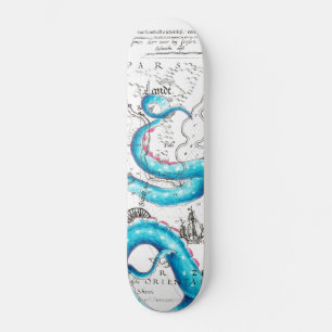 Skateboard Encre de Tentacles bleu rose