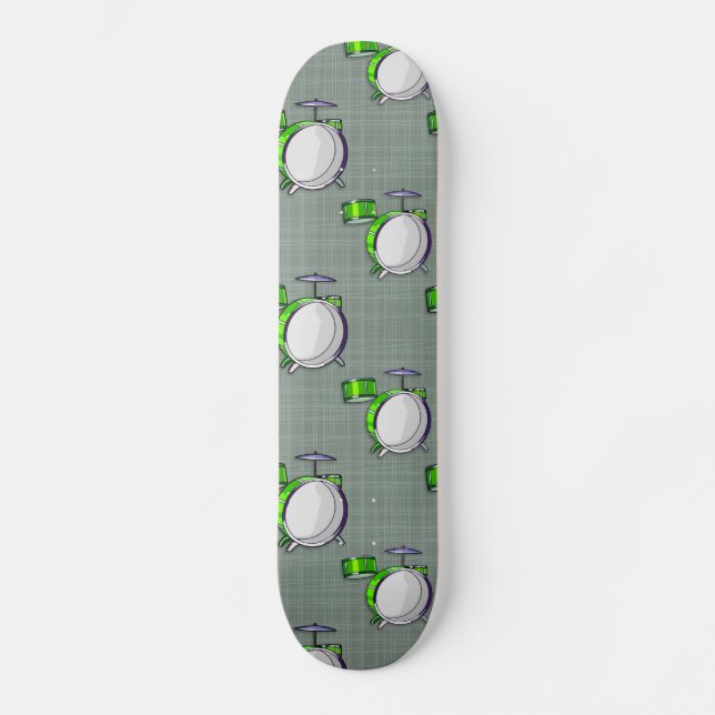 Skateboard Ensemble de tambours; tambours vert néon (Recto)