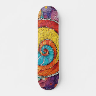 Skateboard Escargots abstraits Motif multicolore