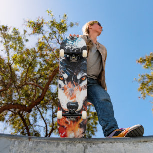 Skateboard Esprit de loup sauvage abstrait