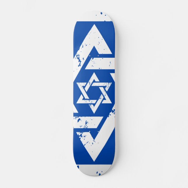 Skateboard Étoile de David blanche grunge (Recto)