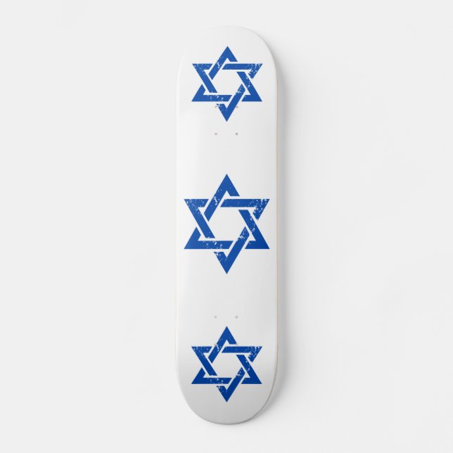 Skateboard Étoile de David bleue grunge (Recto)