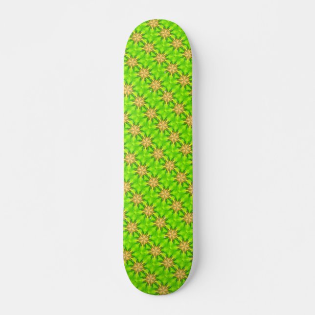 Skateboard étoiles d'or géométrique sur skboard vert (Devant)