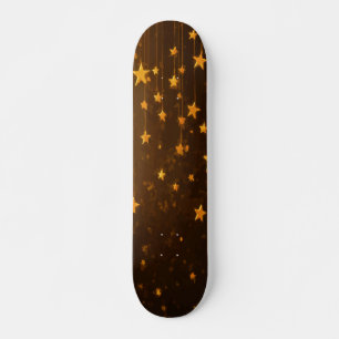 Skateboard Étoiles Suspendues avec Lumière Brillante sur Fond