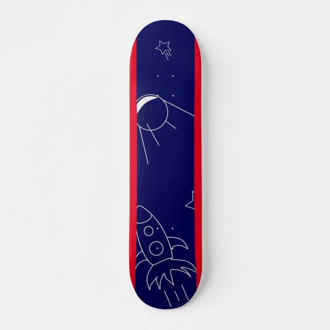 Skateboard Explorateurs de l'espace Bleu et rouge, 7 3/4" Pla (Devant)