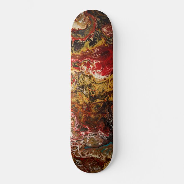 Skateboard Expressionnisme Abstrait Black Gold & Red (Recto)