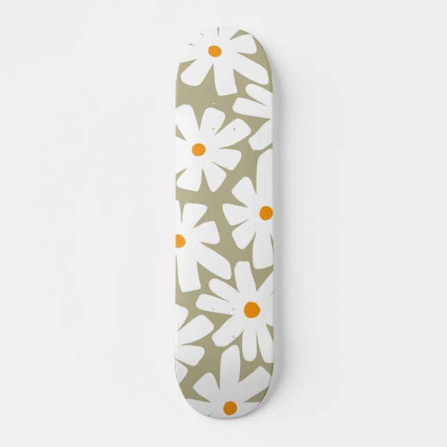 Skateboard Faisceaux de printemps fleuris rétro motif sauge v (Devant)