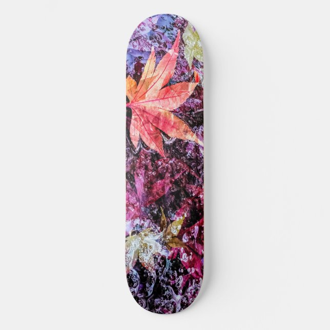 Skateboard Fallen Maple Leaves in Water Abstract Planner (Recto)