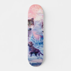 Skateboard Famille De Loups Peignant