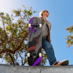 Skateboard Fantaisie d'anime sombre Art de corbeau et de démo