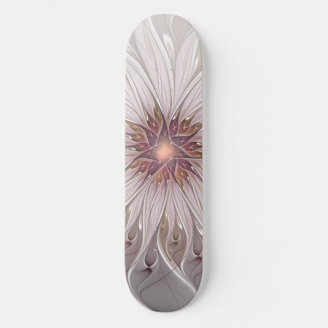 Skateboard Fantaisie florale, fleur pastel moderne abstraite (Recto)