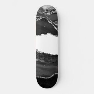 Skateboard Faux Marbré Agate noir blanc pierre moderne à la