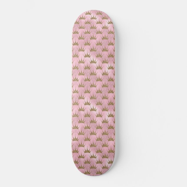 Skateboard Faux Parties scintillant Couronne de sirène rose e (Recto)