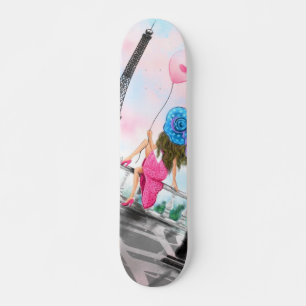 Skateboard Femme À Paris Tour Eiffel