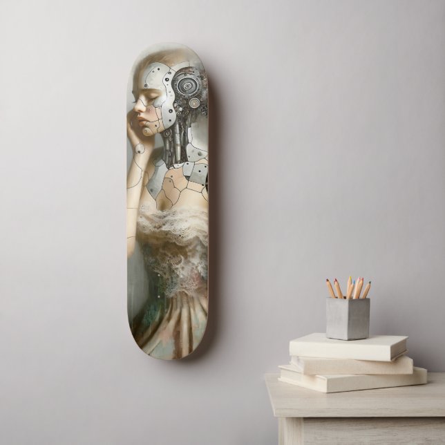 Skateboard Femme Cyborg Femme Ai Art (Art mural)