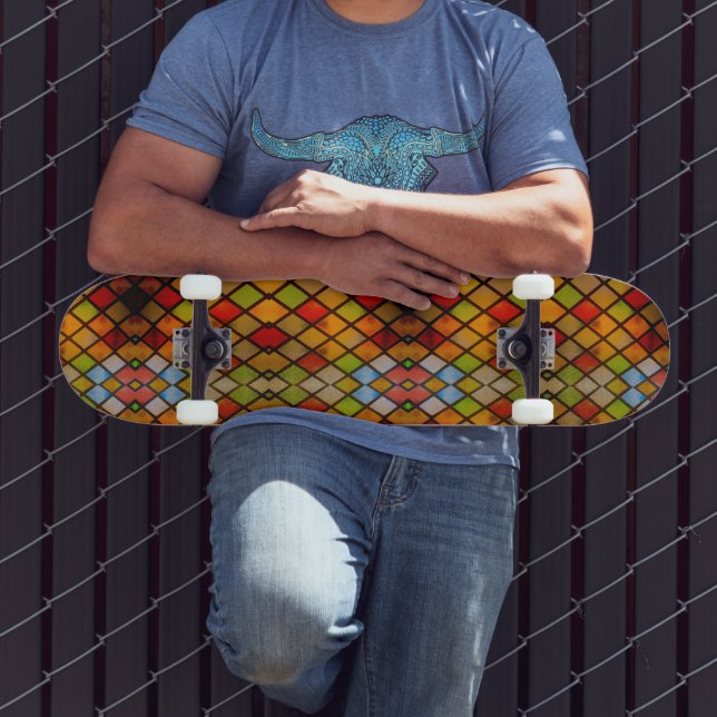 Skateboard Fenêtre en verre coloré motif diamant  (Extérieur 3)