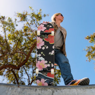 Skateboard Fête japonaise Fleurs de Sakura Seigaiha Moderne R
