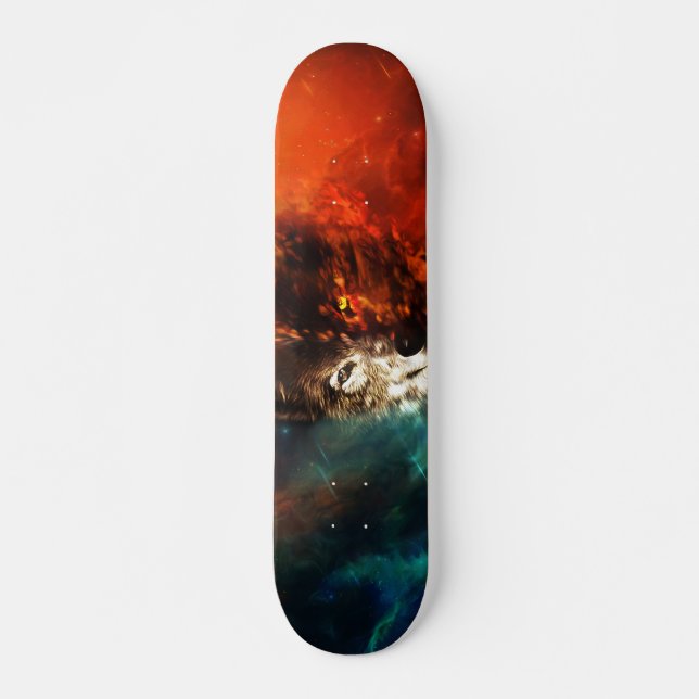 Skateboard Feu de loup et glace (Devant)