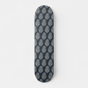 Skateboard Feuille de palmier bleu marine et crème