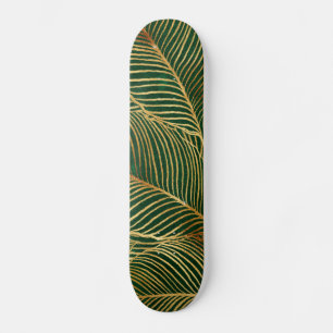 Skateboard Feuille d'or Forêt verte Élégant Motif