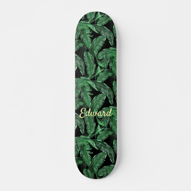 Skateboard Feuilles de la jungle luxuriante (Devant)