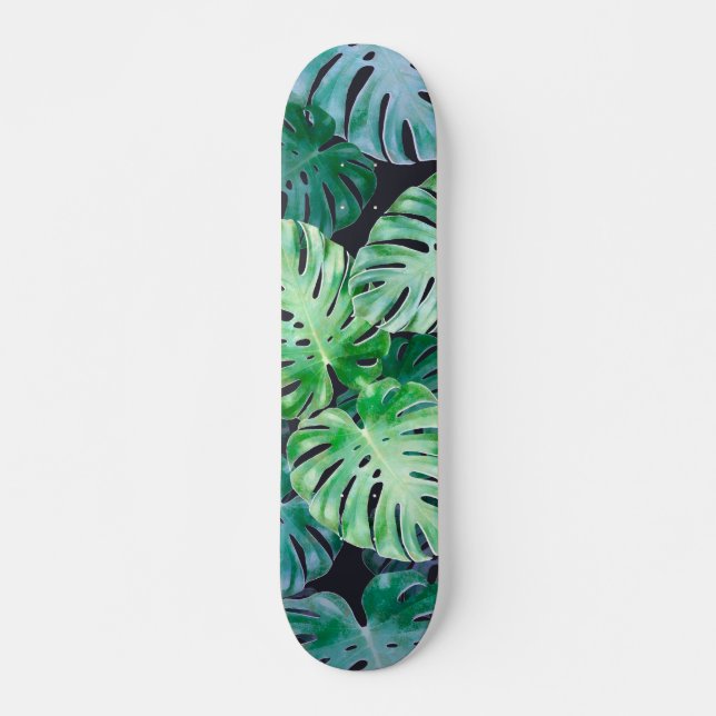 Skateboard Feuilles de Monstera Tropical (Devant)
