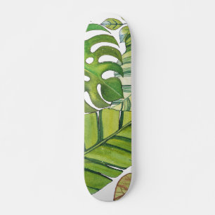 Skateboard Feuilles Tropicaux En Aquarelle