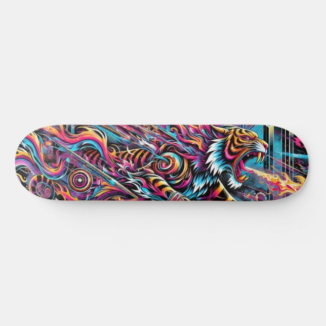 Skateboard Fierce Neon Tiger Patinage Cosmique Skate Deck (Horz)
