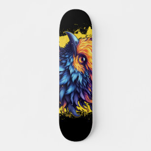 Skateboard Fiery Phoenix Bird Art