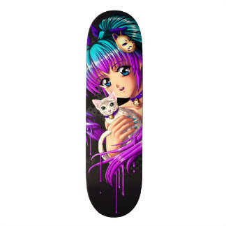 Skateboard Fille de Manga de chaton et de tresse