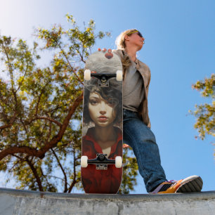 Skateboard Fille en Art Moderne Rouge