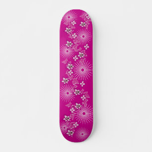 Skateboard Fille Fleurs Roses