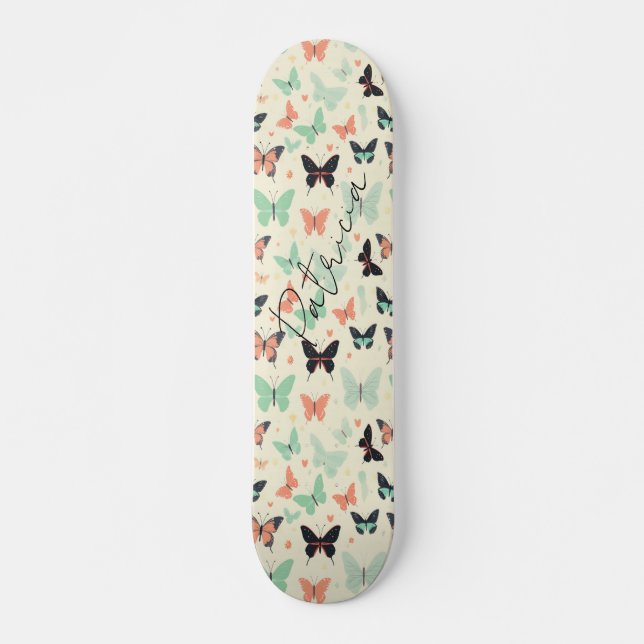 Skateboard Fille mignonne Pastel Butterfly Chic (Devant)