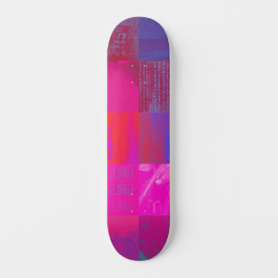 Skateboard Filles aux rayons X Grille d'art de glitch Rose Ch