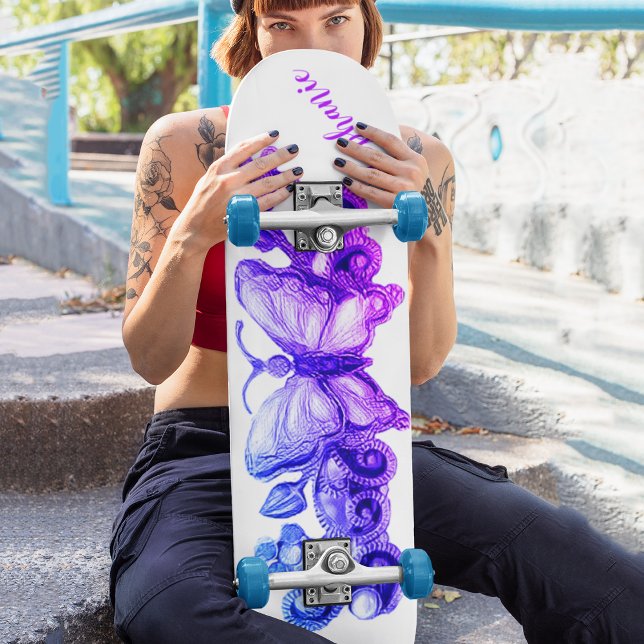 Skateboard Filles papillon floral personnalisé (Créateur téléchargé)