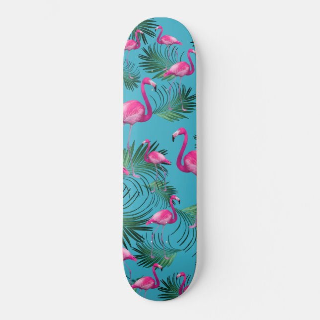 Skateboard Flamant rose d'été Palm Vibes #2 (Recto)