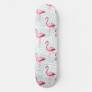 Skateboard Flamant rose rose et Feuilles de palme - Cute