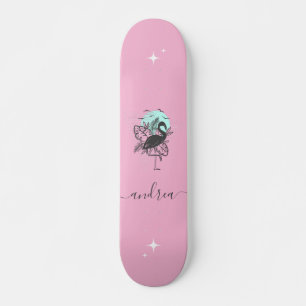 Skateboard Flamant rose rose exotique Nom étincelant d'été Tr