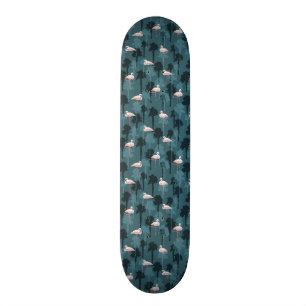 Skateboard Flamants roses en pastel sur Teal