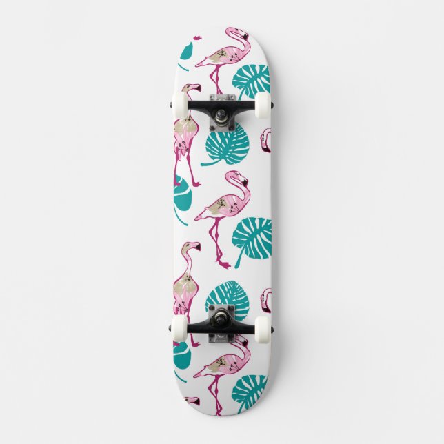 Skateboard Flamants roses roses (Recto)