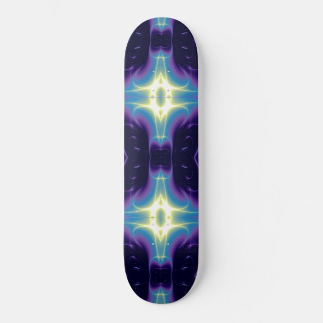 Skateboard FLAMME FRACTALE, violet bleu (Recto)