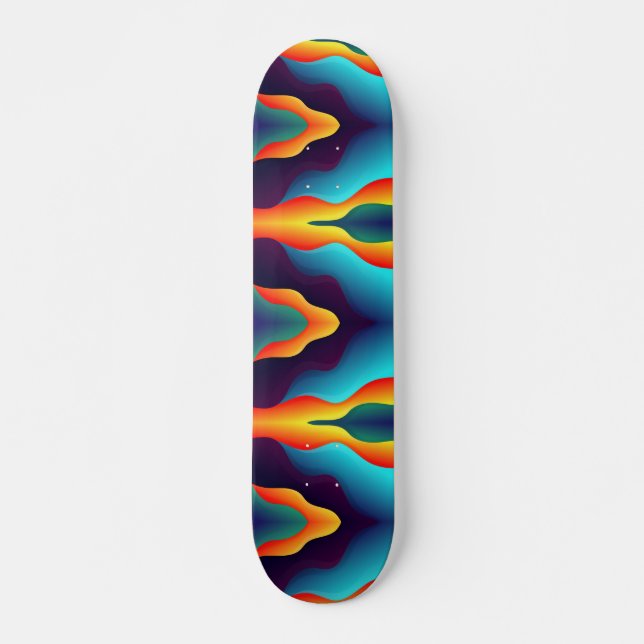 Skateboard Flammes Abstraites turquoises (Devant)