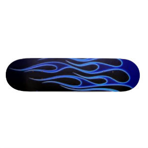 Skateboard flammes bleues